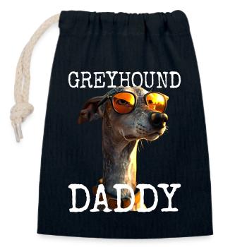 Lévrier Daddy Chiens Papa Fête des Pères Papa Lévrier - Sac cadeau en coton avec cordon (14 x 20 cm) - bleu marine - Devant