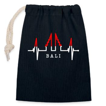 Bali Heartbeat Heaven’s Gate Indonésie Love Bali - Sac cadeau en coton avec cordon (14 x 20 cm) - bleu marine - Devant