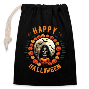 Joyeux halloween - Sac cadeau en coton avec cordon (14 x 20 cm) - noir - Devant