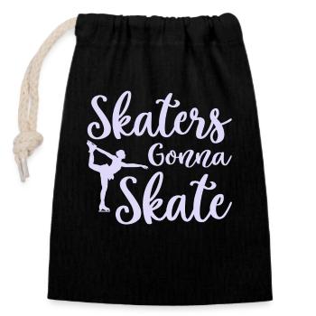Skating Skates going to Skate - Closable cotton gift bag (14x20cm) - black - Front