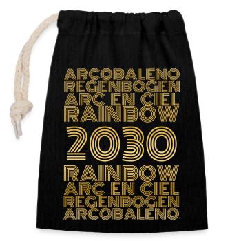 Rainbow 2030 - Closable cotton gift bag (14x20cm) - black - Front