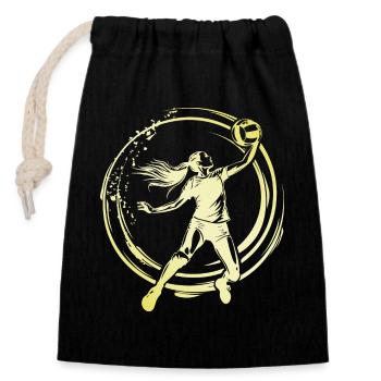 Joueur de volley-ball - Sac cadeau en coton avec cordon (14 x 20 cm) - noir - Devant