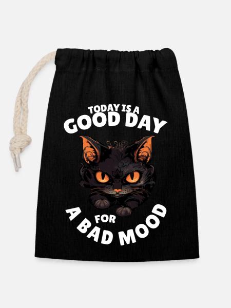 Today is a good day for bad moods - Verschließbarer Geschenkbeutel aus Baumwolle (14x20cm) - Schwarz