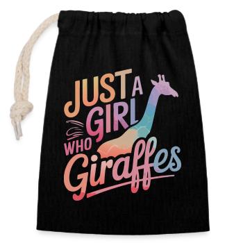 Giraffe Animal Africa Giraffes - Closable cotton gift bag (14x20cm) - black - Front