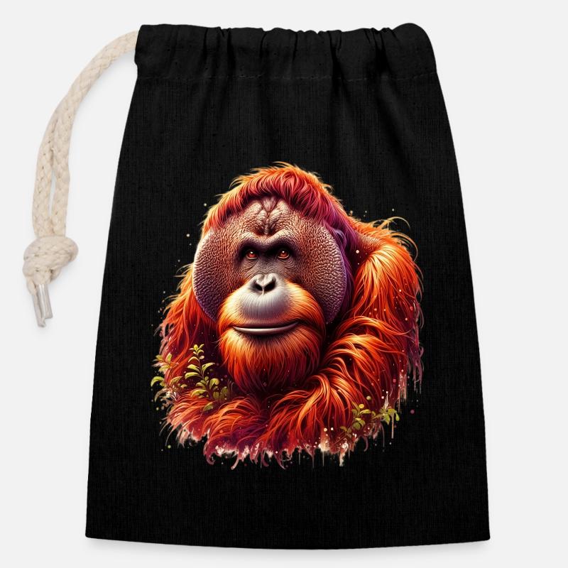 Orang-Utan Orang-Utan - Verschließbarer Geschenkbeutel aus Baumwolle (14x20cm) - Schwarz