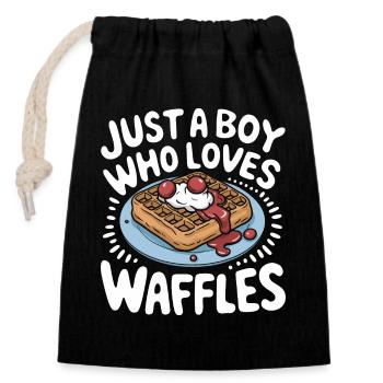 Waffles Breakfast Sweets - Closable cotton gift bag (14x20cm) - black - Front