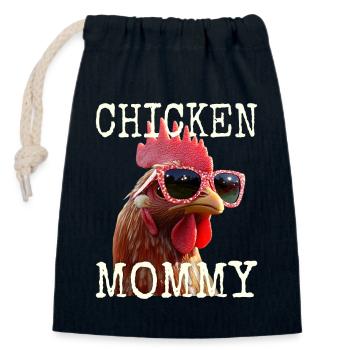 Poulet Maman Poulet Maman Femme du fermier Poules Fête des mères - Sac cadeau en coton avec cordon (14 x 20 cm) - bleu marine - Devant