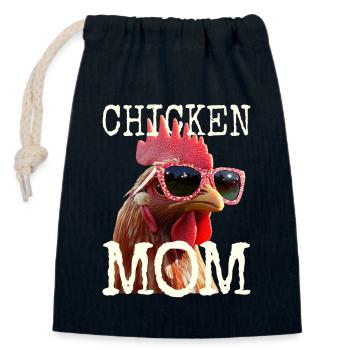 Poulet Maman Poulet Maman Femme du fermier Poules Fête des mères - Sac cadeau en coton avec cordon (14 x 20 cm) - bleu marine - Devant