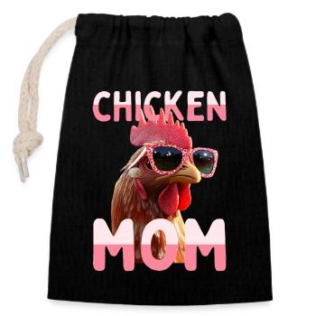 Poulet Maman Poulet Maman Femme du fermier Poules Fête des mères - Sac cadeau en coton avec cordon (14 x 20 cm) - noir - Devant
