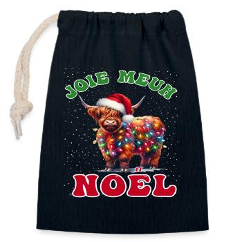 Joie Meuh Noël Cadeau Humoristique Vache Noël - Sac cadeau en coton avec cordon (14 x 20 cm) - bleu marine - Devant