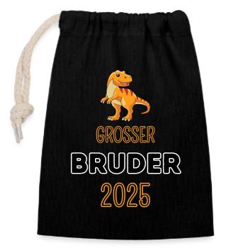 Großer Bruder 2025 - Verschließbarer Geschenkbeutel aus Baumwolle (14x20cm) - Schwarz - Vorne