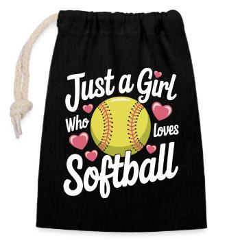 Softball Sport Softball Spieler - Verschließbarer Geschenkbeutel aus Baumwolle (14x20cm) - Schwarz - Vorne