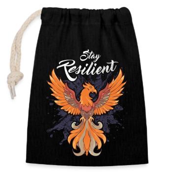 Stay Resilient - The Phoenix of Resilience - Closable cotton gift bag (14x20cm) - black - Front