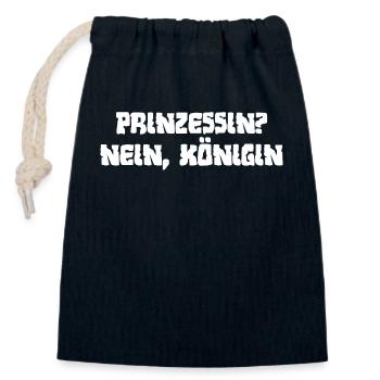 PRINZESSIN NEIN, KÖNIGIN - Verschließbarer Geschenkbeutel aus Baumwolle (14x20cm) - Navy - Vorne