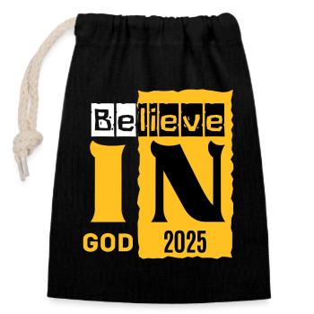 Graphique Croyant en Dieu 2026 - Sac cadeau en coton avec cordon (14 x 20 cm) - noir - Devant