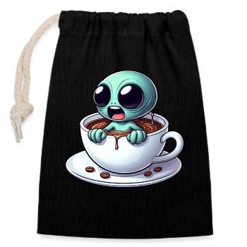 Alien Alien Coffee Drinker Caffeine - Closable cotton gift bag (14x20cm) - black - Front