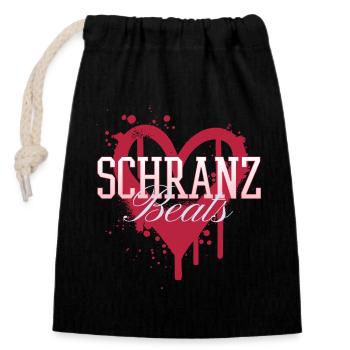 Schranz Beats Techno Rave - Verschließbarer Geschenkbeutel aus Baumwolle (14x20cm) - Schwarz - Vorne