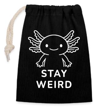 Axolotl – Restez bizarre. - Sac cadeau en coton avec cordon (14 x 20 cm) - noir - Devant