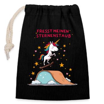 Planche à roulettes Licorne - Sac cadeau en coton avec cordon (14 x 20 cm) - noir - Devant