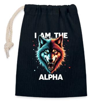 I am the Alpha Wolf - Verschließbarer Geschenkbeutel aus Baumwolle (14x20cm) - Navy - Vorne