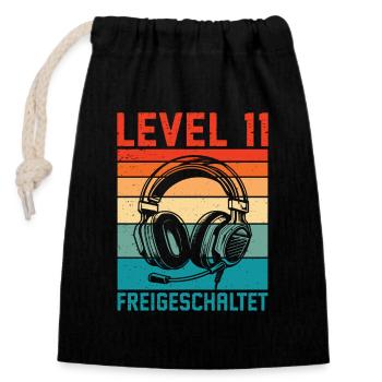 11. Geburtstag Jungen Gamer Level 11 Unlocked - Verschließbarer Geschenkbeutel aus Baumwolle (14x20cm) - Schwarz - Vorne