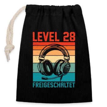 28. Geburtstag Männer Gamer Level 28 Unlocked - Verschließbarer Geschenkbeutel aus Baumwolle (14x20cm) - Schwarz - Vorne