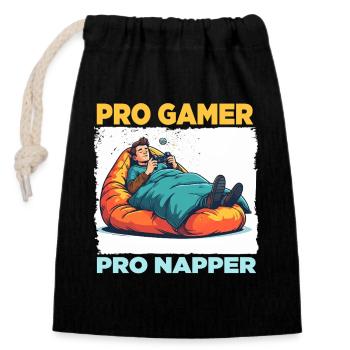 Pro Gamer Entspannungsdesign - Verschließbarer Geschenkbeutel aus Baumwolle (14x20cm) - Schwarz - Vorne