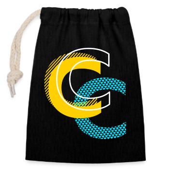 Lettre initiale C - Sac cadeau en coton avec cordon (14 x 20 cm) - noir - Devant