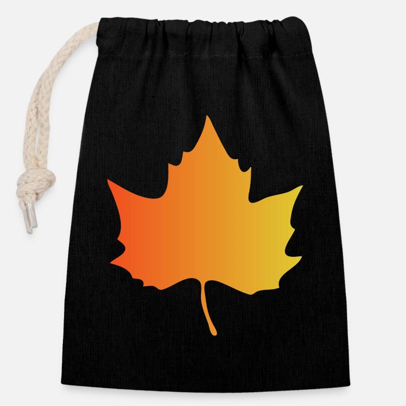 Autumn Gradient Maple Leaf - Closable cotton gift bag (14x20cm) - black