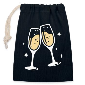 Sektglas Prosecco Sekt Alkohol Prost - Verschließbarer Geschenkbeutel aus Baumwolle (14x20cm) - Navy - Vorne