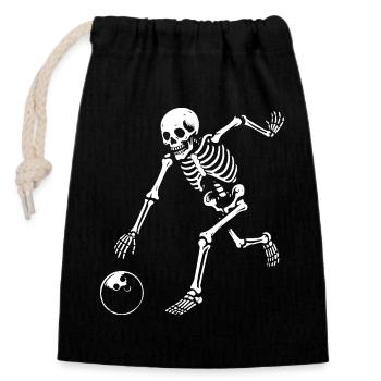 Skeleton Bowling spielen - Verschließbarer Geschenkbeutel aus Baumwolle (14x20cm) - Schwarz - Vorne