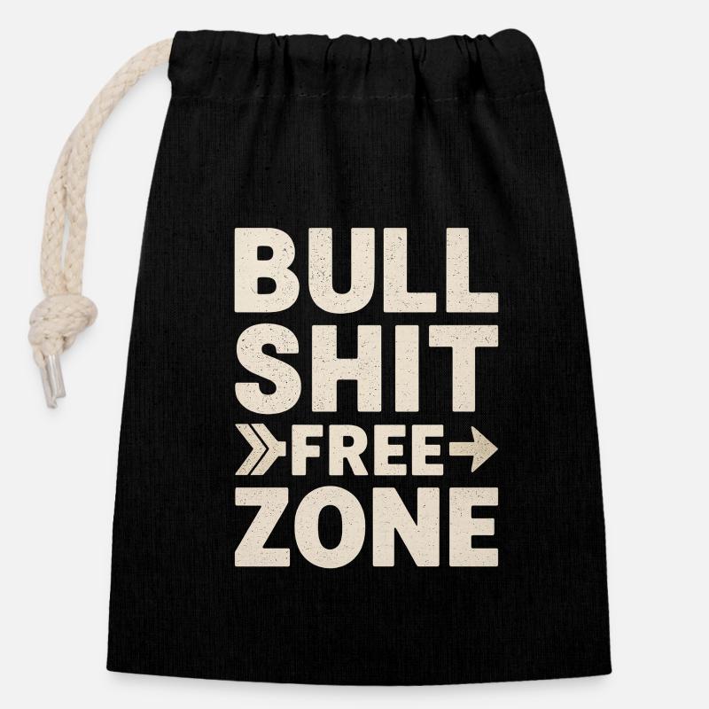 Zone franche de conneries - Sac cadeau en coton avec cordon (14 x 20 cm) - noir