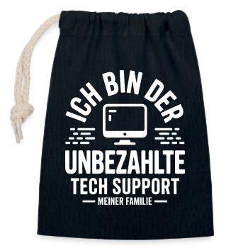 I'm the unpaid tech support - Closable cotton gift bag (14x20cm) - navy - Front