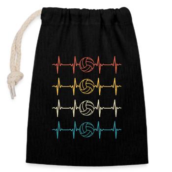 Volleyball Heartbeat Retro Volleyball  - Closable cotton gift bag (14x20cm) - black - Front