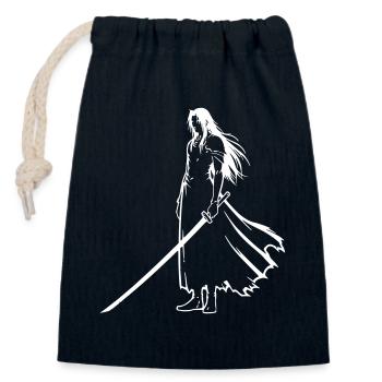 Anime Swordsman Ronin Manga Vector - Closable cotton gift bag (14x20cm) - navy - Front
