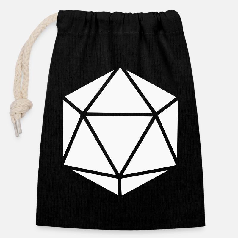 Diamant polyédrique géométrique - Sac cadeau en coton avec cordon (14 x 20 cm) - noir