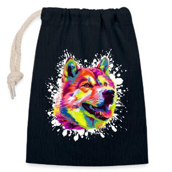 Portrait coloré de chien dans le style pop art - Sac cadeau en coton avec cordon (14 x 20 cm) - bleu marine - Devant