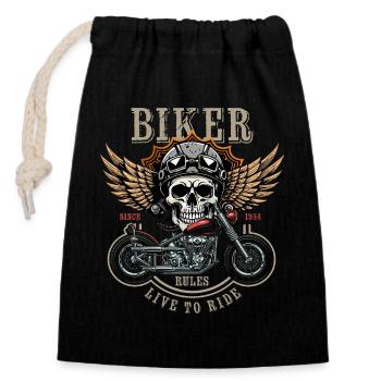 Biker Rules - Since 1984 - Live to Ride - Closable cotton gift bag (14x20cm) - black - Front