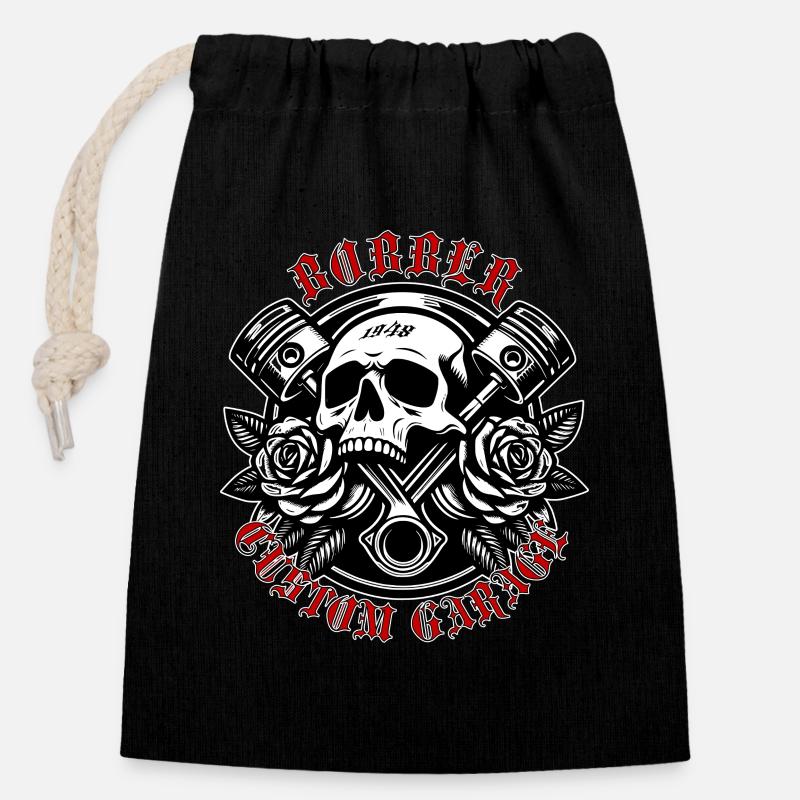 Né de Crank Skull Roses - Sac cadeau en coton avec cordon (14 x 20 cm) - noir