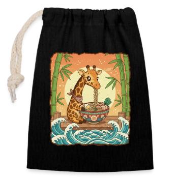 Kawaii Giraffe Ramen Nudeln - Verschließbarer Geschenkbeutel aus Baumwolle (14x20cm) - Schwarz - Vorne