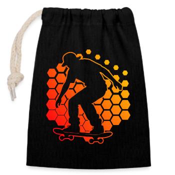 Funny skater motif - Closable cotton gift bag (14x20cm) - black - Front