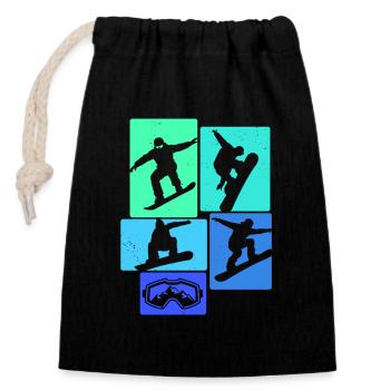 Snowboarden Retro Snowboard Snowboarding Snowboard - Verschließbarer Geschenkbeutel aus Baumwolle (14x20cm) - Schwarz - Vorne