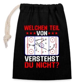 welchen teil von verstehst du nicht eishockey  - Verschließbarer Geschenkbeutel aus Baumwolle (14x20cm) - Schwarz - Vorne