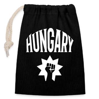 Hungary - Closable cotton gift bag (14x20cm) - black - Front