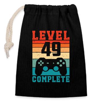 49. Geburtstag Level 49 Complete 49 Jahre Gamer - Verschließbarer Geschenkbeutel aus Baumwolle (14x20cm) - Schwarz - Vorne