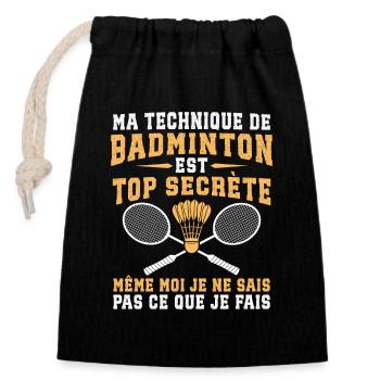 ma technique de badminton - Sac cadeau en coton avec cordon (14 x 20 cm) - noir - Devant