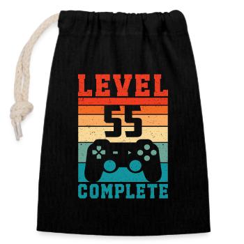 55. Geburtstag Level 55 Complete 55 Jahre Gamer - Verschließbarer Geschenkbeutel aus Baumwolle (14x20cm) - Schwarz - Vorne