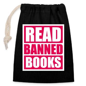 Read Banned Books Verbotene Bücher Lesen Freiheit - Verschließbarer Geschenkbeutel aus Baumwolle (14x20cm) - Schwarz - Vorne