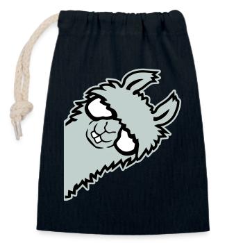 lama mentant nerd de lunettes arrogant animal drôle - Sac cadeau en coton avec cordon (14 x 20 cm) - bleu marine - Devant