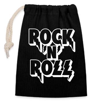 Rock 'n' Roll Lightning Typografie - Verschließbarer Geschenkbeutel aus Baumwolle (14x20cm) - Schwarz - Vorne